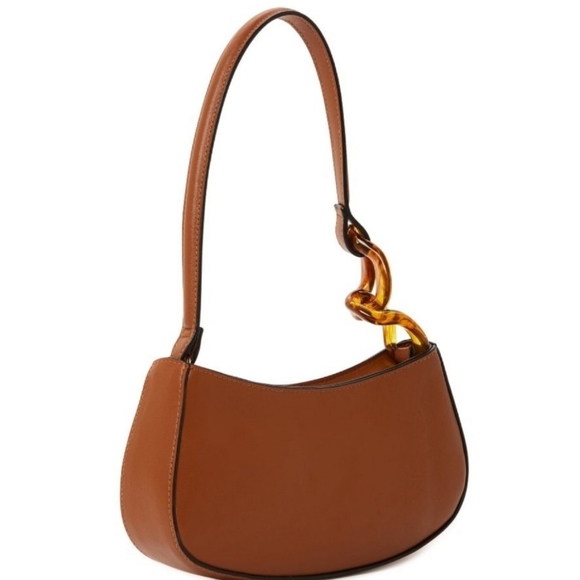 No Boundaries Women's Top Zip Shoulder Bag, Cognac - Picture 4 of 5